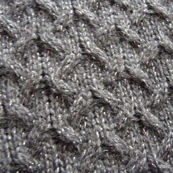 ANN TAYLOR LOFT Gray & Silver CABLE Knit WOOL/ANGORA Blend Sweater Sz XS - Picture 4 of 6